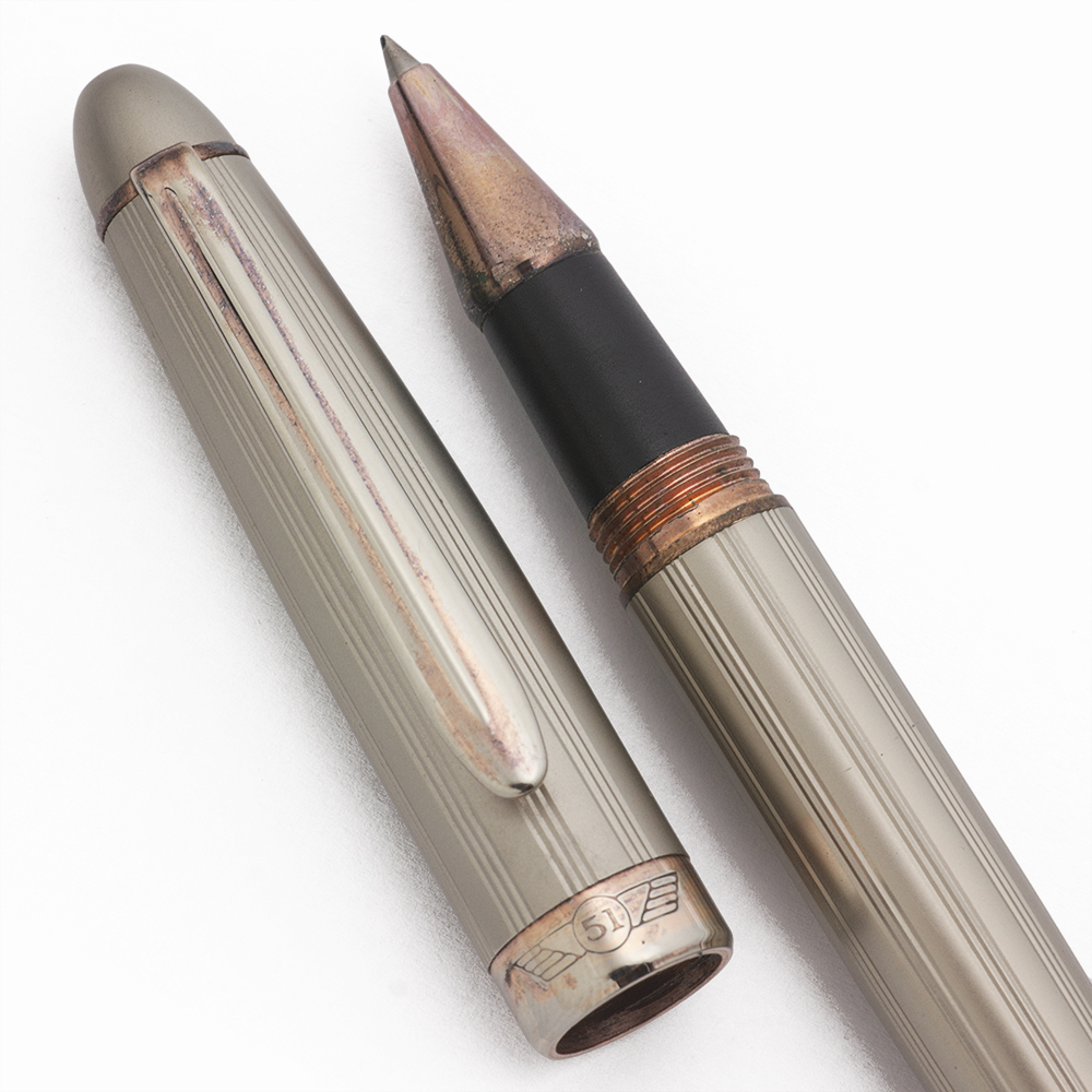 Retro 51 Rollerball Pen (1990s) - Silver Lined, Copper Trim